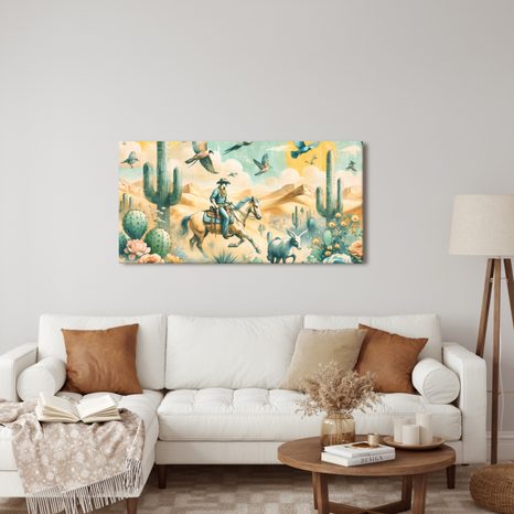 OBRAZ WESTERNOVÁ SCÉNA S KONĚM - DĚTSKÉ OBRAZY - OBRAZY