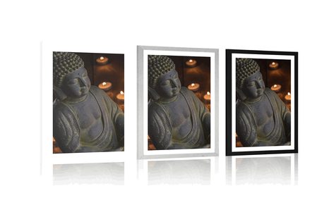 POSTER WITH MOUNT BUDDHA FULL OF HARMONY - FENG SHUI - POSTERS