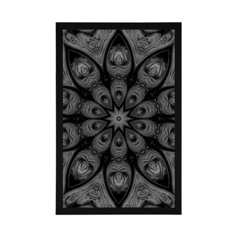 POSTER HYPNOTISCHES MANDALA IN SCHWARZ-WEISS - SCHWARZ-WEISS - POSTER