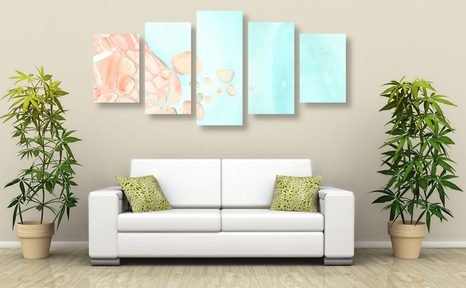 5-DÍLNÝ OBRAZ ABSTRAKCE MOŘE - ABSTRAKTNÍ OBRAZY - OBRAZY