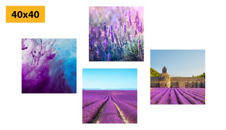 BILDER-SET LAVENDEL MIT ABSTRAKTION - BILDERSETS - BILDER