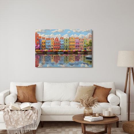 WANDBILD BUNTE HÄUSER AM KANAL - BUNTE HÄUSER - BILDER