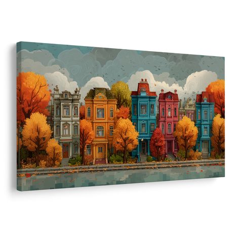 WANDBILD HERBSTLICHE BUNTE HAUSFASSADEN - BUNTE HÄUSER - BILDER