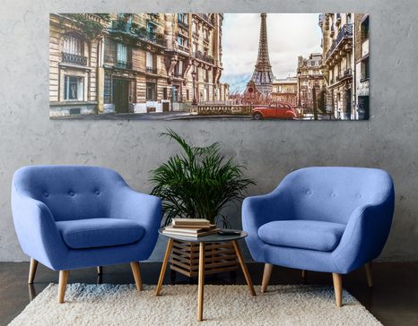 TABLOU VEDERE A TURNULUI EIFFEL DINTR-O STRĂDUȚĂ A PARISULUI - TABLOURI CU ORAȘE - TABLOURI