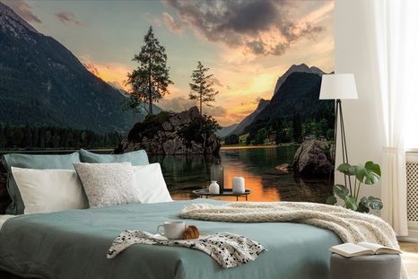 FOTOTAPETA HORSKÁ KRAJINA U JEZERA - TAPETY PŘÍRODA - TAPETY