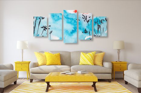 5-DÍLNÝ OBRAZ MALBA JAPONSKÉ OBLOHY - OBRAZY PŘÍRODY A KRAJINY - OBRAZY