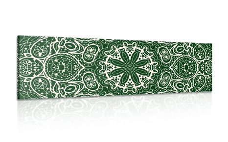 PICTURE WHITE MANDALA ON A GREEN BACKGROUND