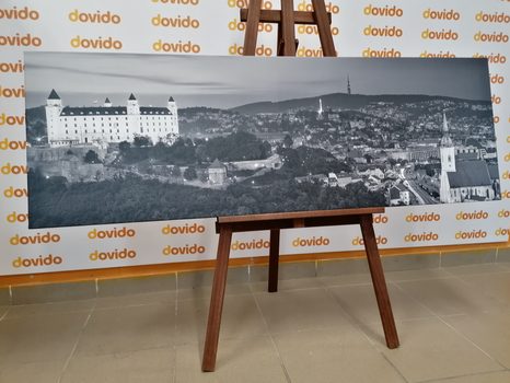 WANDBILD ABEND IN BRATISLAVA IN SCHWARZ-WEISS - SCHWARZ-WEISSE BILDER - BILDER