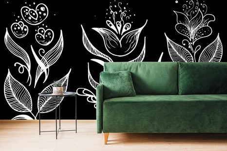SELF ADHESIVE WALLPAPER BLACK AND WHITE FOLKLORE ORNAMENTS - SELF-ADHESIVE WALLPAPERS - WALLPAPERS