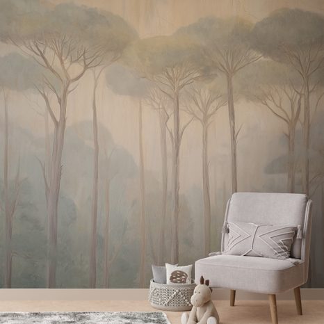 TAPET LINIȘTEA PĂDURII ÎN CEAȚĂ - TAPET PĂDURE - TAPETURI