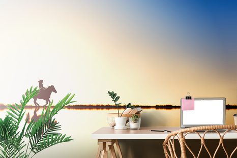 SELBSTKLEBENDE TAPETE PFERD MIT REITER - SELBSTKLEBENDE TAPETEN - TAPETEN