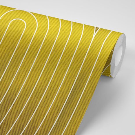 TAPETA HORČICOVÝ VZOR DÚHY MID-CENTURY - VZOROVANÉ TAPETY - TAPETY