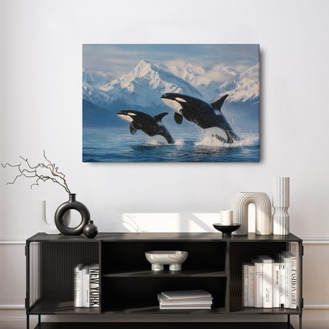 OBRAZ SKÁKAJÍCÍ KOSATKY V HORÁCH - OBRAZY MOŘŠTÍ ŽIVOČICHOVÉ - OBRAZY