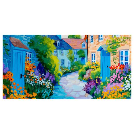 OBRAZ BAREVNÁ ZAHRADA V ULIČCE - BAREVNÉ DOMY - OBRAZY