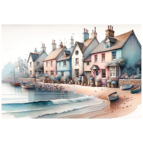 FOTOTAPETE PASTELLFARBENE KÜSTENHÄUSER - TAPETEN VON STÄDTEN - TAPETEN