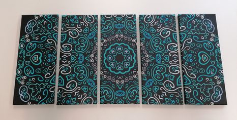 5-DÍLNÝ OBRAZ MANDALA LÁSKY - OBRAZY FENG SHUI - OBRAZY