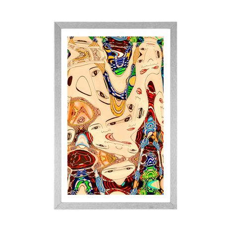 PLAKAT S PASPARTUOM MAJKA U APSTRAKTNOM DIZAJNU - APSTRAKTNI I S UZORKOM - PLAKATI