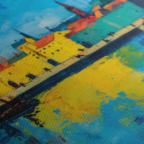 SLIKA ŽIVE BOJE GRADSKOG PEJZAŽA - ŠARENE KUĆE - SLIKE