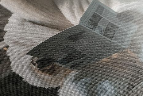 STAMPA SU TELA – ALPACA CON GIORNALI IN BAGNO - QUADRI DI ANIMALI - STAMPE E QUADRI