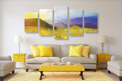 TABLOU 5-PIESE CÂMPUL PLIN DE MARGARETE - TABLOU NATURĂ ȘI PEISAJE NATURALE - TABLOURI