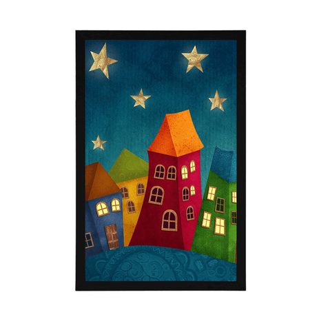 POSTER MOND ÜBER DER STADT - FÜR KINDER - POSTER