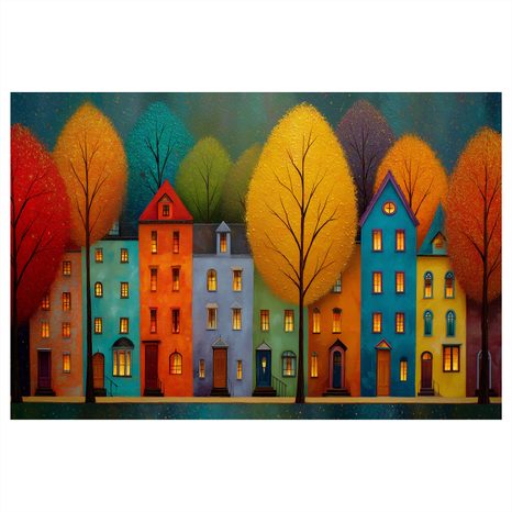 QUADRO SU TELA – CASE COLORATE E ALBERI - CASE COLORATE - STAMPE E QUADRI