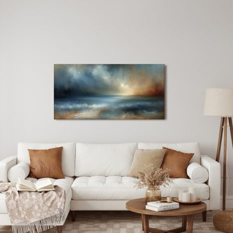 OBRAZ KLIDNÉ MOŘE V ABSTRAKCI - OBRAZY VÝCHOD A ZÁPAD SLUNCE - OBRAZY