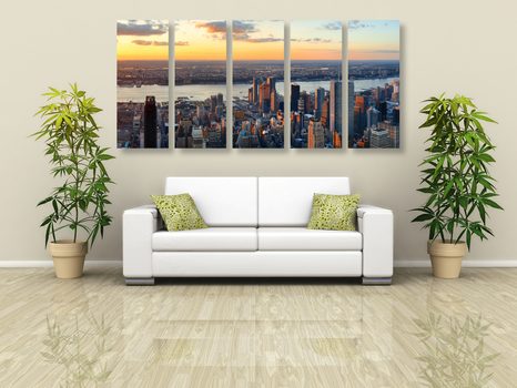 TABLOU 5-PIESE ORAȘUL NEW YORK - TABLOURI CU ORAȘE - TABLOURI