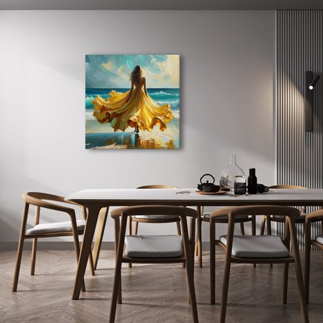 WANDBILD ROMANTISCHER SPAZIERGANG AM OZEAN - WANDBILDER FRAUEN - BILDER