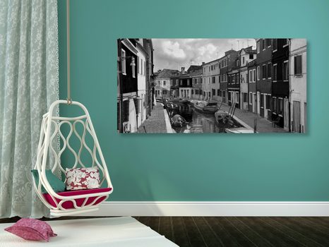 OBRAZ CZARNO-BIAŁE DOMY W MIEŚCIE - OBRAZY CZARNO-BIAŁE - OBRAZY