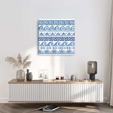 TABLEAU SUR TOILE – VAGUES EN CÉRAMIQUE ET MÉANDRE - TABLEAUX PAR THÈME - TABLEAUX