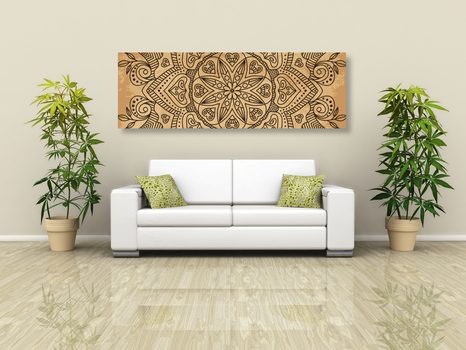 OBRAZ MANDALA SE STARODÁVNÝM NÁDECHEM - OBRAZY FENG SHUI - OBRAZY