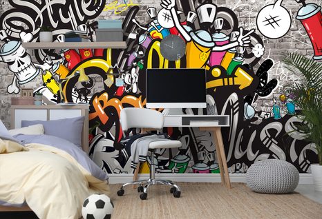 SAMOLEPÍCÍ TAPETA BAREVNÉ GRAFFITI - SAMOLEPÍCÍ TAPETY - TAPETY