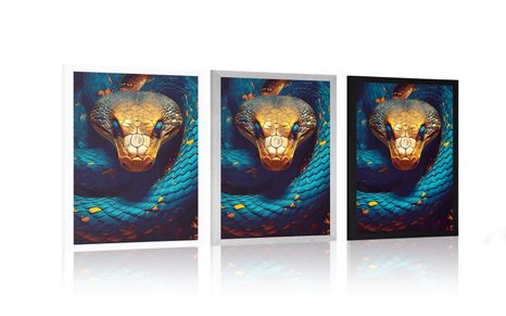 POSTER BLAU-GOLDENE SCHLANGE - HERRSCHER DES TIERREICHS - POSTER