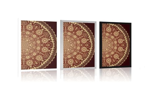 POSTER – MANDALA DECORATIVA CON PIZZO IN BORDEAUX - FENG SHUI - POSTER