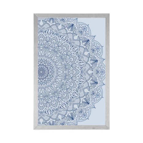 PLAKÁT DETAILNÍ MANDALA V MODRÉ BARVĚ - FENG SHUI - PLAKÁTY