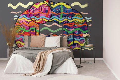 SELBSTKLEBENDE TAPETE VERLIEBTE KATZEN IM POP-ART-STIL - SELBSTKLEBENDE TAPETEN - TAPETEN