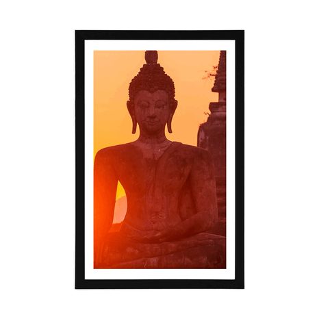 PLAKAT S PASPARTUOM KIP BUDDHE MEĐU KAMENJEM - FENG SHUI - PLAKATI