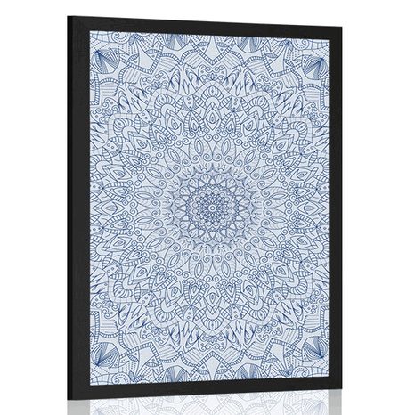 PLAKAT SZCZEGÓŁOWA DEKORACYJNA MANDALA W KOLORZE NIEBIESKIM - FENG SHUI - PLAKATY