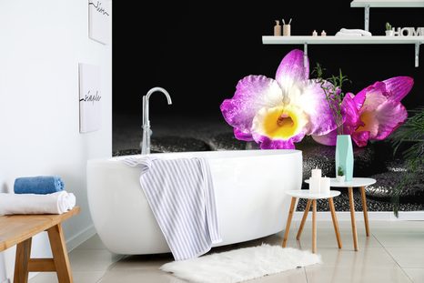 CARTA DA PARATI – ORCHIDEA SU PIETRE ZEN - CARTA DA PARATI FENG SHUI - CARTA DA PARATI