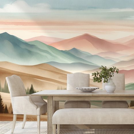 CARTA DA PARATI AUTOADESIVA – MONTAGNE PASTELLO AD ACQUERELLO - CARTA DA PARATI MONTAGNE - CARTA DA PARATI