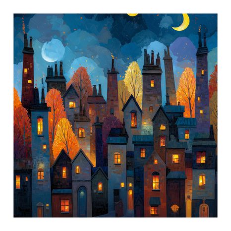 WANDBILD WINTERLICHES MÄRCHENSTADT - BUNTE HÄUSER - BILDER