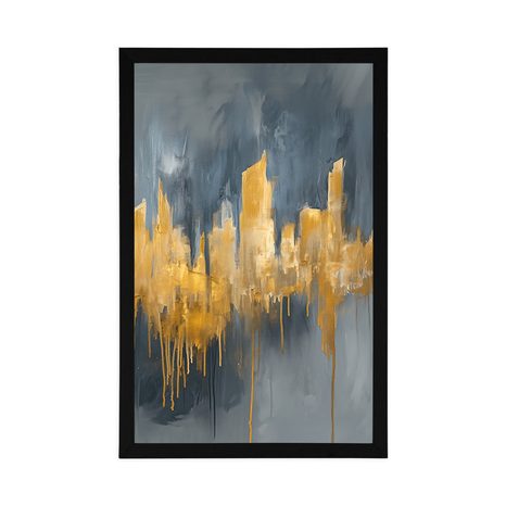 POSTER – PITTURA A OLIO ASTRATTA DORATA - ASTRATTO E MODELLATO - POSTER