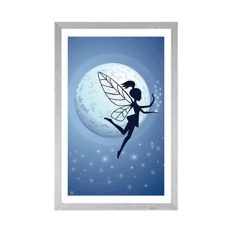 POSTER MIT PASSEPARTOUT FEE IM MONDLICHT - MÄRCHENWESEN - POSTER