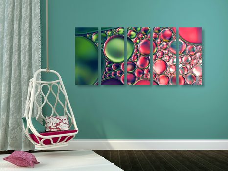 5-RÉSZES KÉP OLAJ CSEPPEK ABSZTRAKT KIVITELBEN - ABSZTRAKT KÉPEK - KÉPEK