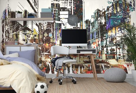 TAPETA ABSTRAKTNÍ PANORAMA MĚSTA - TAPETY MĚSTA - TAPETY