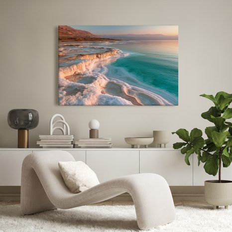 TABLEAU SUR TOILE – RIVAGE TURQUOISE DU LAC SALÉ - TABLEAUX DU LAC - TABLEAUX