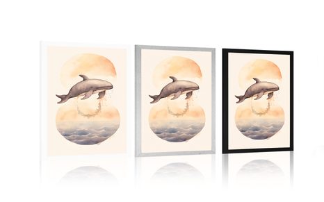 POSZTER ÁLMODOZÓ BÁLNA NAPLEMENTÉBEN. - ÁLMODOZÓ ÁLLATKÁK - POSZTEREK