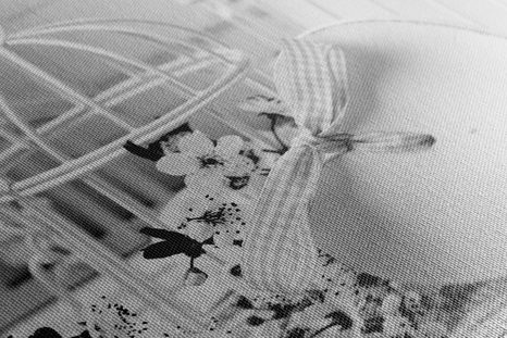 OBRAZ ROMANTICKÉ ZÁTIŠÍ VE VINTAGE STYLU V ČERNOBÍLÉM PROVEDENÍ - ČERNOBÍLÉ OBRAZY - OBRAZY