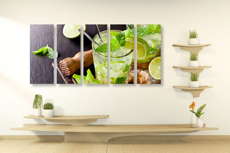 5-RÉSZES KÉP FINOM MOJITO - KÉPEK ÉTELEKKEL ÉS ITALOKKAL - KÉPEK